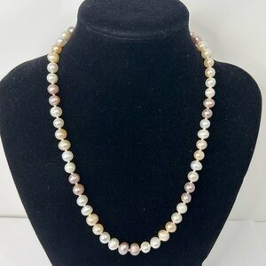 Multi Coloured Genuine Pearls 18”